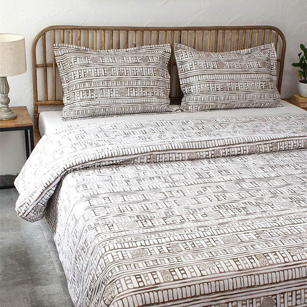 Buy Bedding Set - Bricked Bedding Dohar Bedding Set- Grey & Brown at Vaaree online
