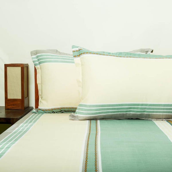 Buy Bedsheets - Kaya Striped Bedsheet - Green at Vaaree online