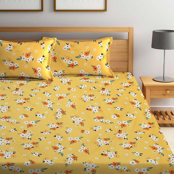 Buy Bedsheets - Mustard Floral Bedsheet at Vaaree online