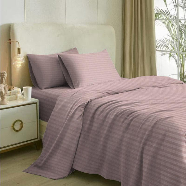 Buy Bedsheets - Royal Stripe Bedsheet - Cameo Rose at Vaaree online
