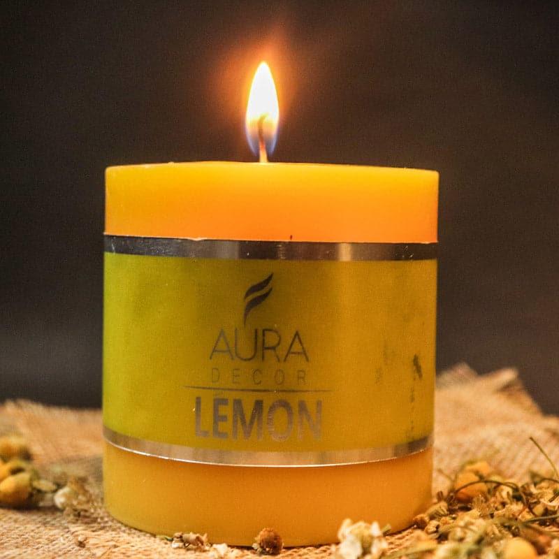 Buy Candles - Isabu Lemongrass Scented Pillar Candle - Yellow at Vaaree online