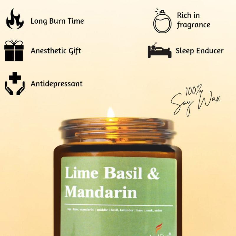 Buy Candles - Lime Basil & Mandarin Scented Jar Candle - 100 GM at Vaaree online
