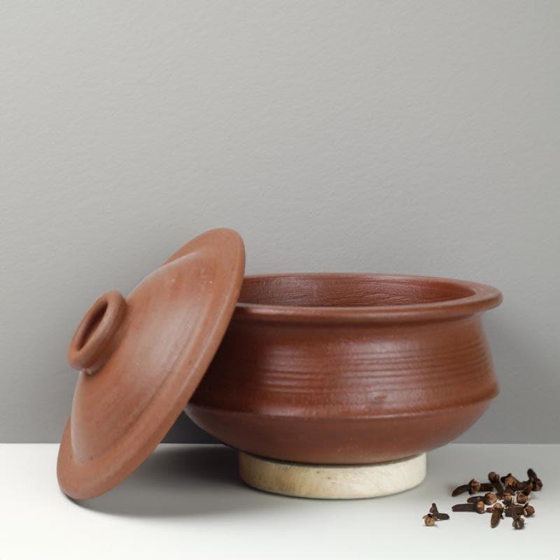 Buy Cooking Pot - Kalinaw Biriyani Clay Pot With Lid (Brown) - 3000 ML at Vaaree online