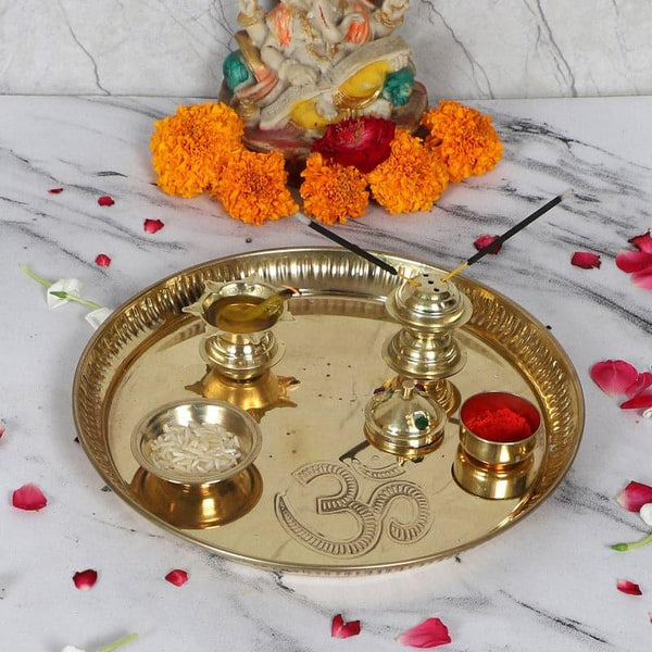 Buy Pooja Thali & Sets - Om Sacred Pooja Thali Set at Vaaree online