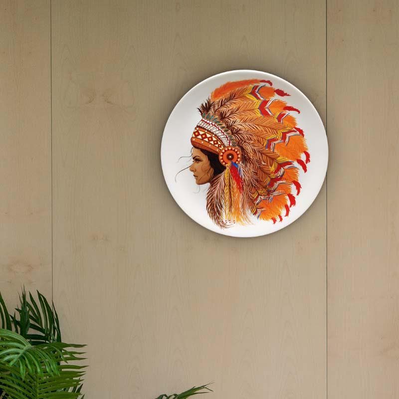 Buy Wall Plates - Dauntless Red Indian Decorative Plate - Orange at Vaaree online
