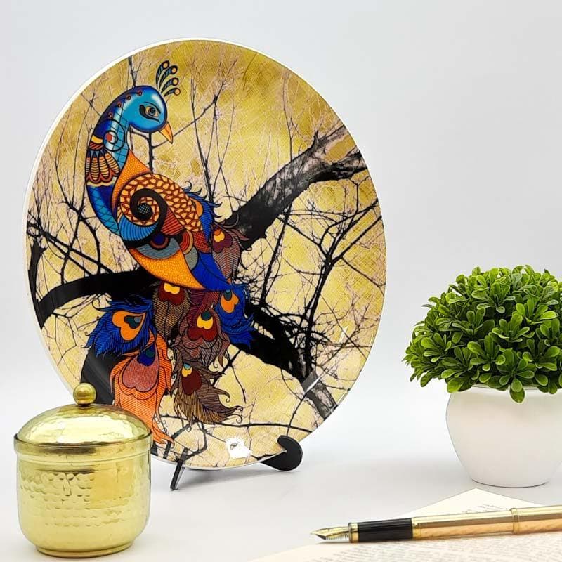 Buy Wall Plates - The Charismatic Peacock Decorative Plate at Vaaree online