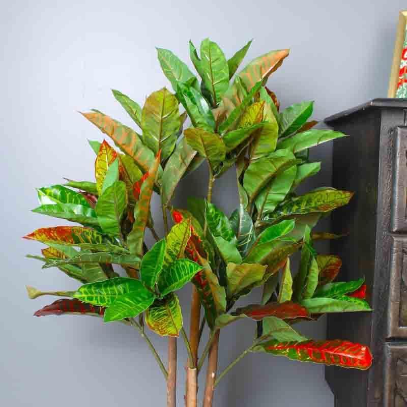 Buy Artificial Plants - Lumia Pot With Faux Large Croton Plant at Vaaree online