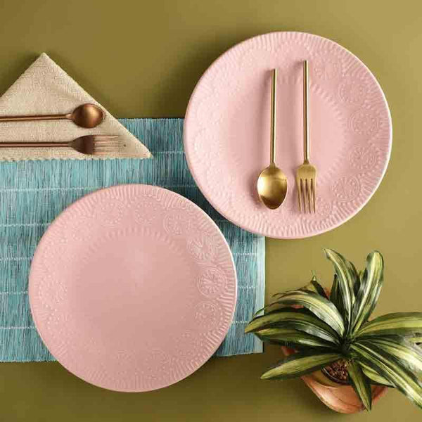 Buy Dinner Plate - Crown Dinner Plate - Pink - Set Of Two at Vaaree online