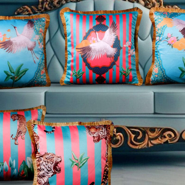 Buy Tropical Chenova Cushion Cover - Set Of Five Cushion Cover Sets from Vaaree