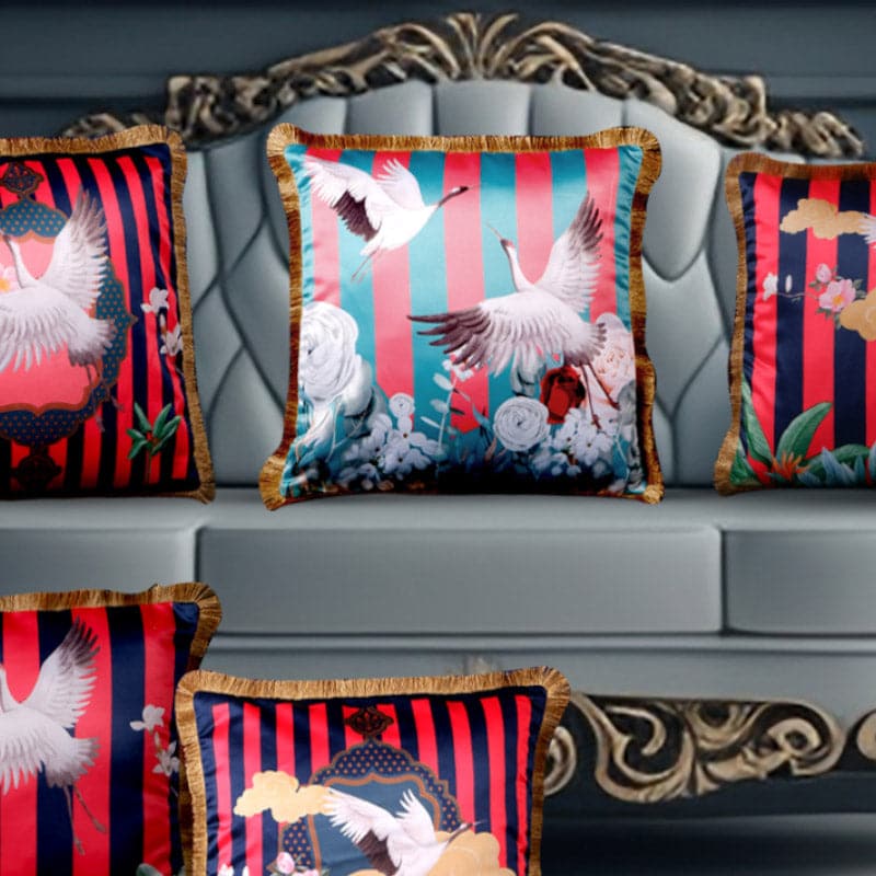 Buy Tropical Magnesia Stripe Cushion Cover - Set Of Five Cushion Cover Sets from Vaaree