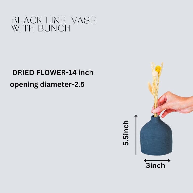 Buy Rondalo Bottle Vase With Naturally Dried Flowers - Blue Vase from Vaaree