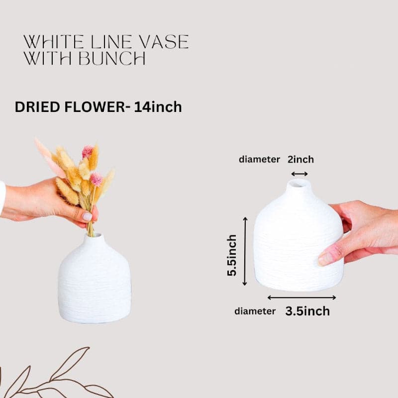 Buy Rondalo Bottle Vase With Naturally Dried Flowers - White Vase from Vaaree