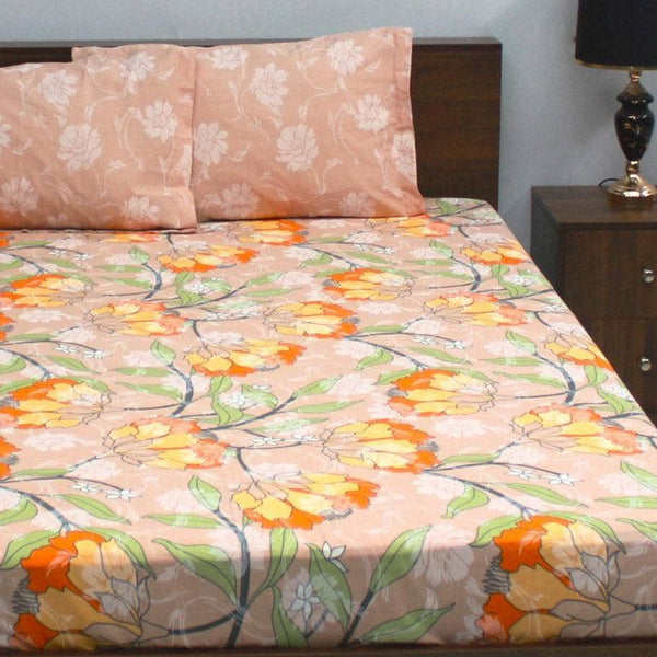 Buy Floral Fable Bedsheet - Orange at Vaaree online | Beautiful Bedsheets to choose from