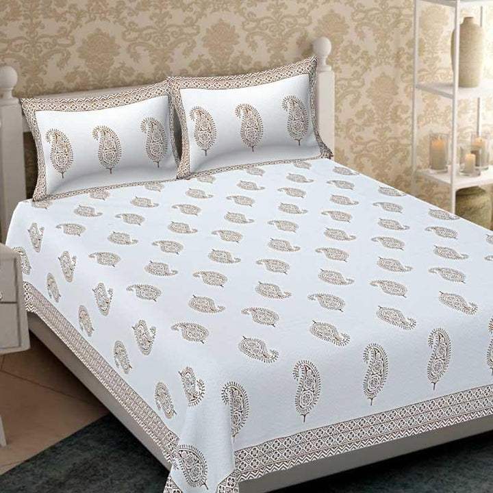 Buy Mohina Printed Bedsheet - Beige at Vaaree online | Beautiful Bedsheets to choose from