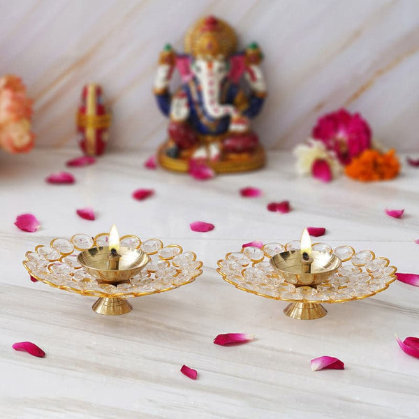 Buy Maghera Crystal Diya - Set Of Two Diyas from Vaaree