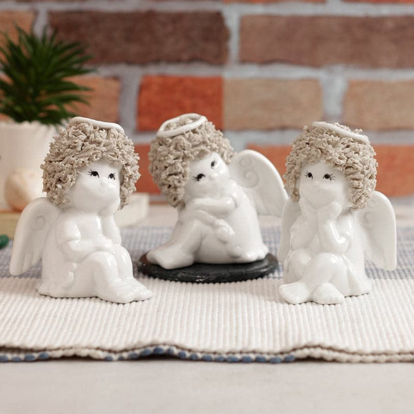 Baby Angel Ceramic Showpiece - Set Of Three
