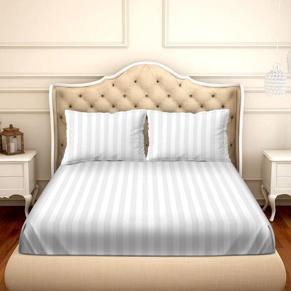 Buy Jeyne Striped Bedsheet - White Bedsheets from Vaaree