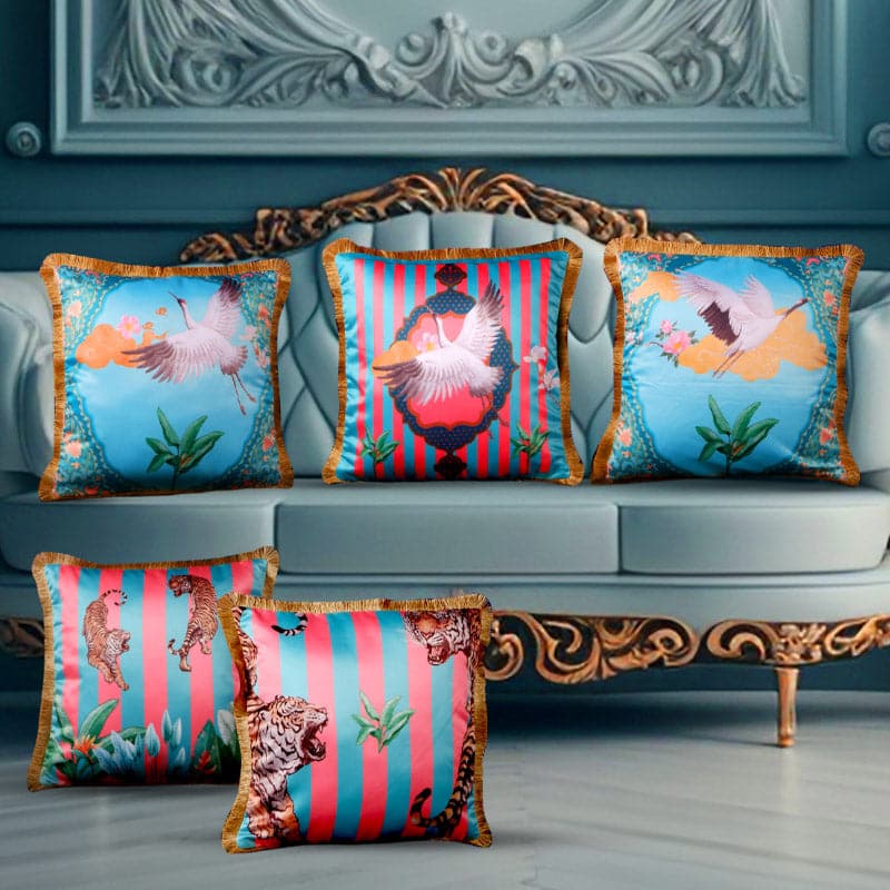 Buy Tropical Chenova Cushion Cover - Set Of Five Cushion Cover Sets from Vaaree