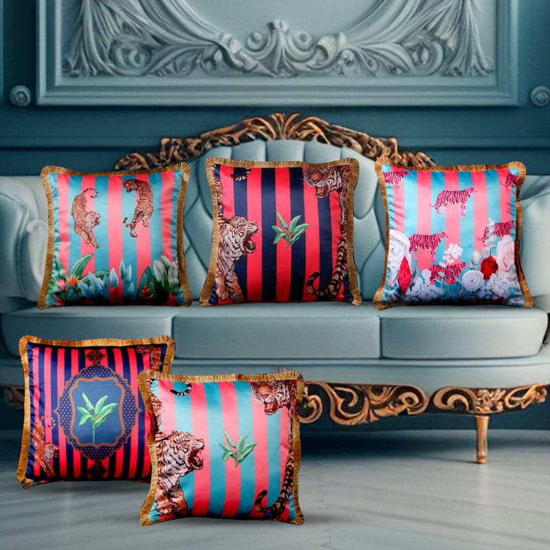 Buy Exotic Stripe Cushion Cover - Set Of Five Cushion Cover Sets from Vaaree