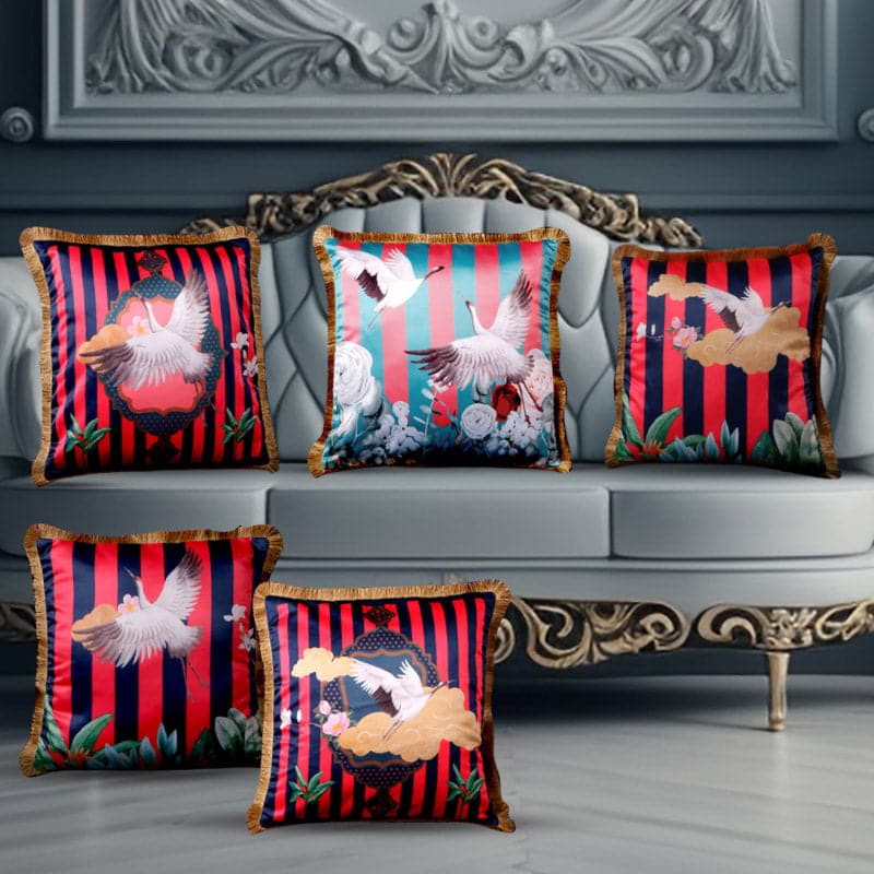 Buy Tropical Magnesia Stripe Cushion Cover - Set Of Five Cushion Cover Sets from Vaaree