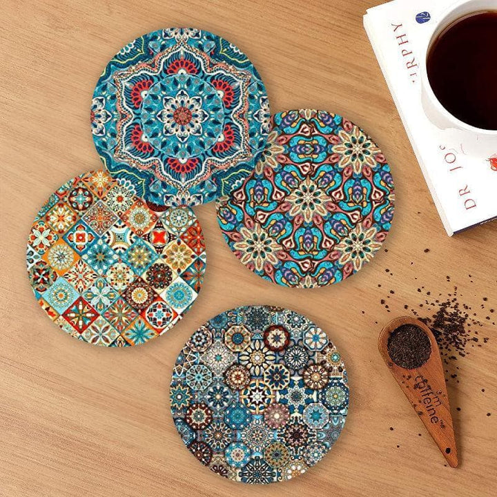 Buy Zellij Round Coaster - Set Of Four at Vaaree online | Beautiful Coaster to choose from