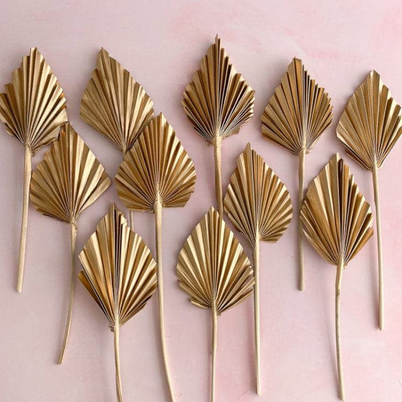 Buy Naturally Dried Golden Palm Leaf Bunch - Set Of Five Artificial Flowers from Vaaree