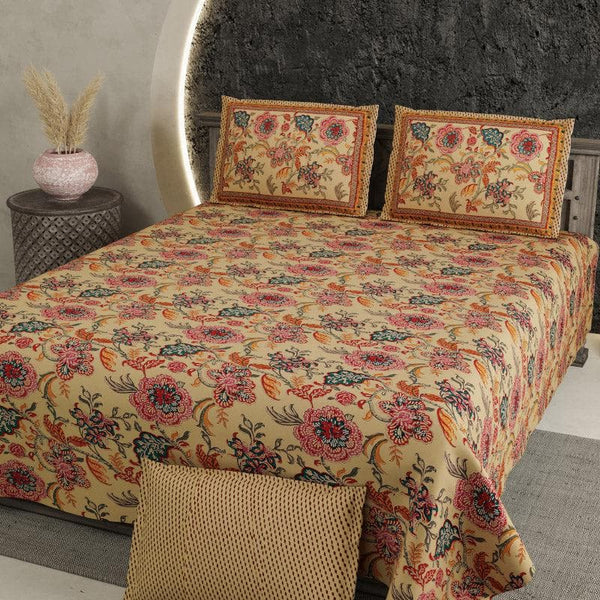 Buy Mithreya Floral Bedsheet - Yellow & Red at Vaaree online | Beautiful Bedsheets to choose from