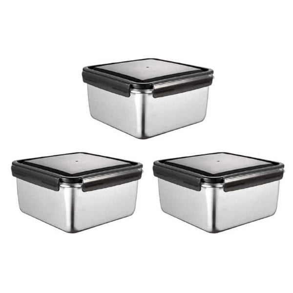 Buy Lavish Steel Rectangle Container (380 ML) - Set Of Three at Vaaree online | Beautiful Container to choose from