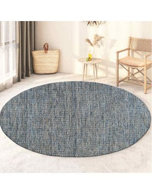 Buy Thread Tale Hand Woven Round Rug - Denim Blue Rugs from Vaaree