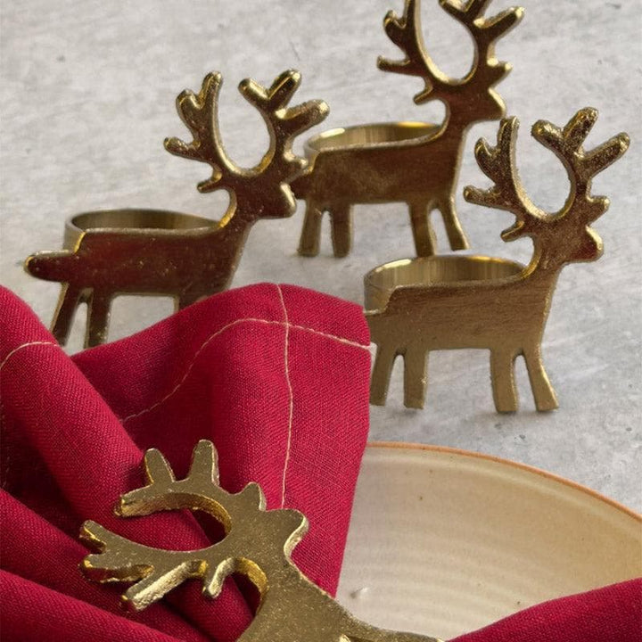 Buy Silver Reindeer Napkin Ring - Set Of Four Online in India | Napkin Ring on Vaaree