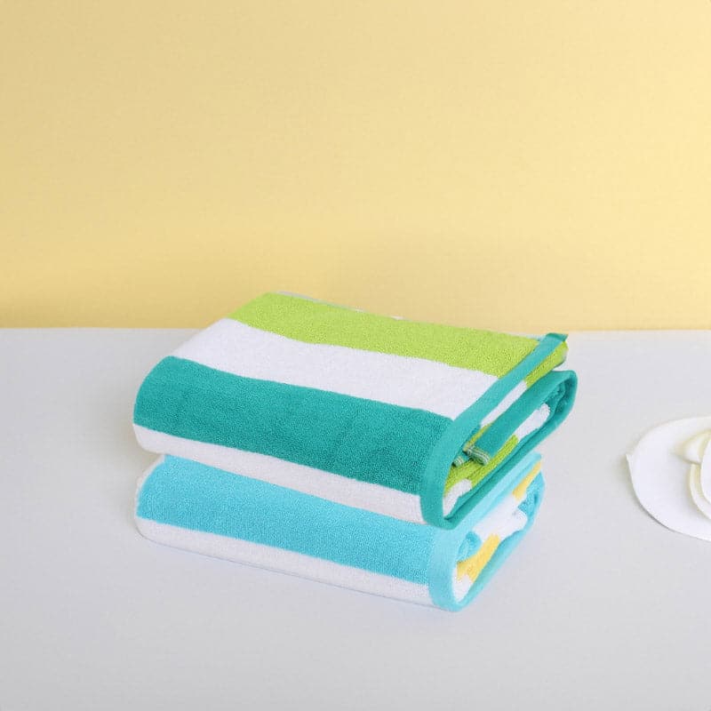 Buy Stripe Splash Bath Towel (Light Blue & Light Green) - Set Of Two Bath Towels from Vaaree