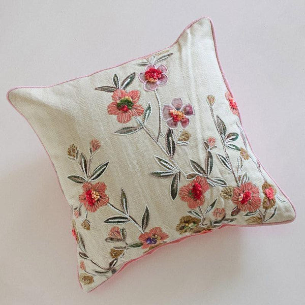 Buy Zoey Hand Embroidered Cushion Cover - Pink at Vaaree online | Beautiful Cushion Covers to choose from