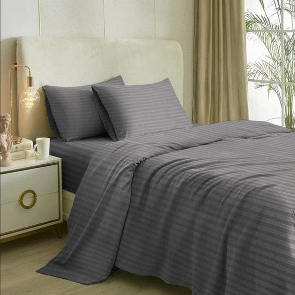 Buy Slay In Stripes Bedsheet - Grey at Vaaree online | Beautiful Bedsheets to choose from