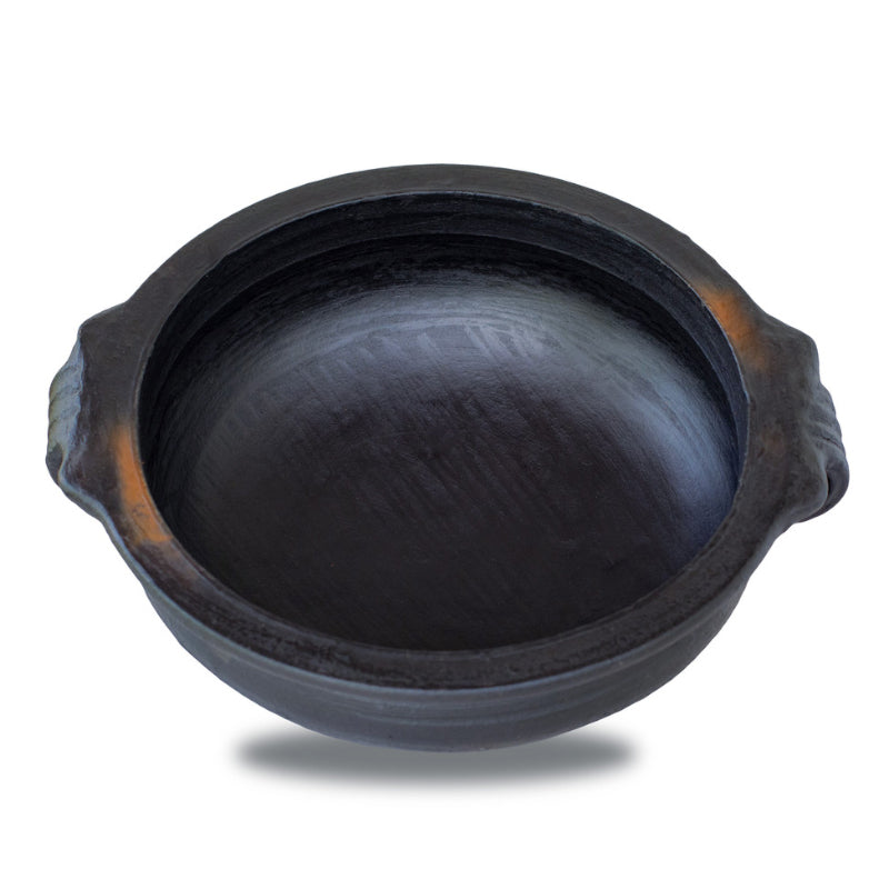 Buy Dilaab Urali Clay Pot With Lid Black 3000 ML / 11 Inches Handi from Vaaree