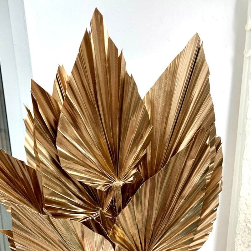 Buy Naturally Dried Golden Palm Leaf Bunch - Set Of Five Artificial Flowers from Vaaree