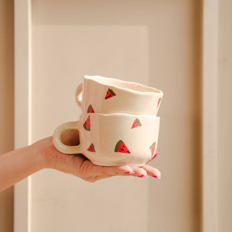 Buy Melon Ceramic Cup (250 ML) - Set Of Two Mug & Tea Cup from Vaaree