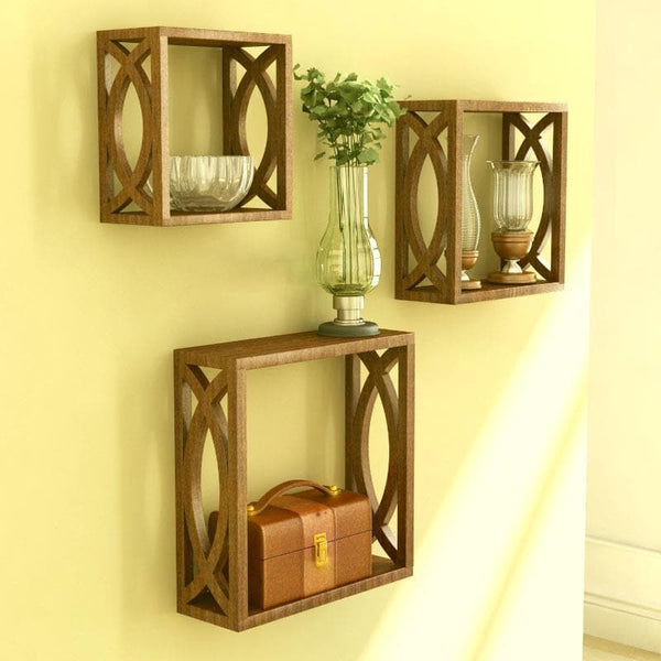 Buy Eclectic Exhibitors Wall Shelf - Brown - Set Of Three at Vaaree online | Beautiful Wall & Book Shelves to choose from