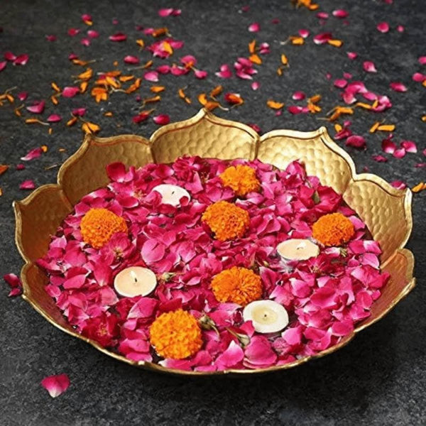 Buy Decorative Hammered Lotus Urli Online in India | Festive Accents on Vaaree