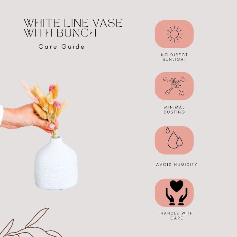 Buy Rondalo Bottle Vase With Naturally Dried Flowers - White Vase from Vaaree