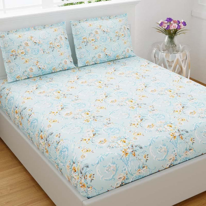 Buy Floral Caper Bedsheet - Blue at Vaaree online | Beautiful Bedsheets to choose from