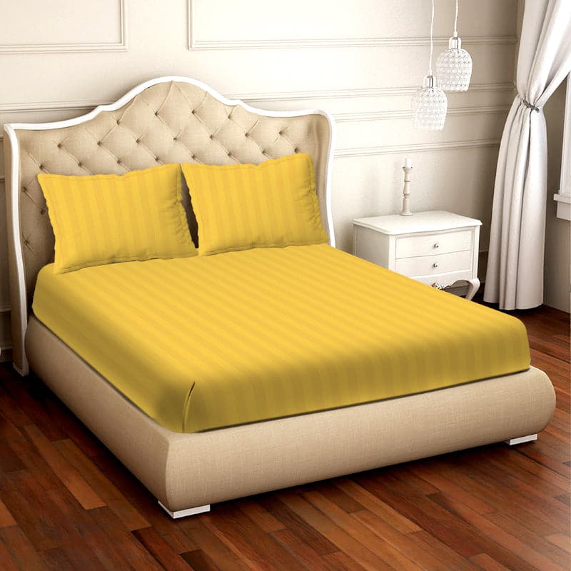 Buy Jeyne Striped Bedsheet - Yellow Bedsheets from Vaaree