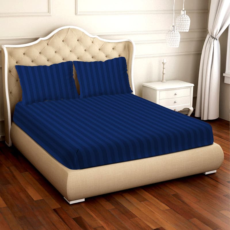 Buy Jeyne Striped Bedsheet - Blue Bedsheets from Vaaree