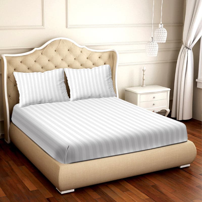 Buy Jeyne Striped Bedsheet - White Bedsheets from Vaaree