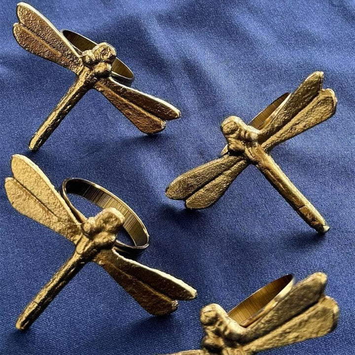 Buy Dragon Fly Silver Napkin Ring - Set Of Four Online in India | Napkin Ring on Vaaree