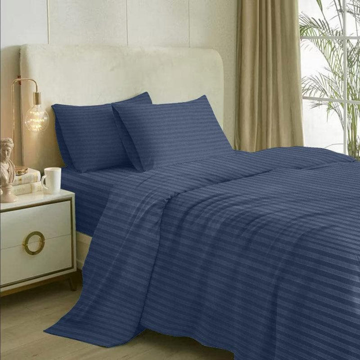 Buy Royal Stripe Bedsheet - Mid Blue at Vaaree online | Beautiful Bedsheets to choose from