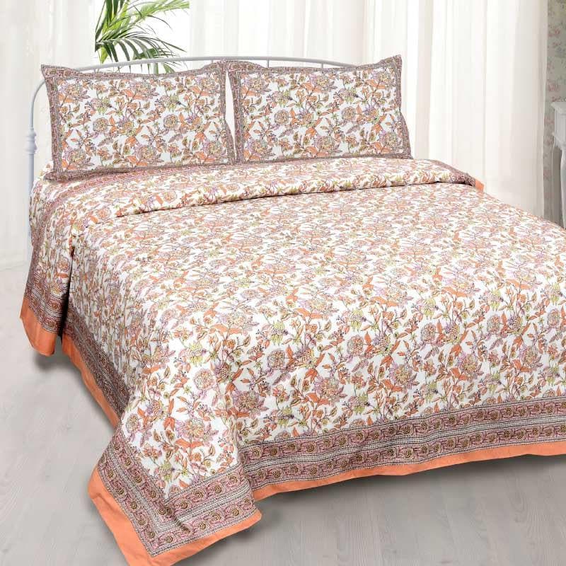 Buy Miksha Floral Bedsheet - Peach Bedsheets from Vaaree