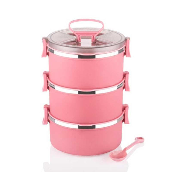 Buy Pink Tummy Tote Lunch Box (500 ML) - Three Layer at Vaaree online | Beautiful Tiffin Box to choose from