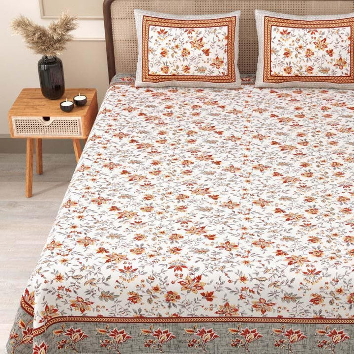 Buy Barkha Printed Bedsheet - Orange at Vaaree online | Beautiful Bedsheets to choose from