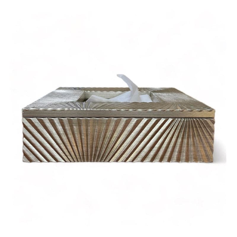 Buy Stripe Stride Square Tissue Box - Silver Tissue Holder from Vaaree