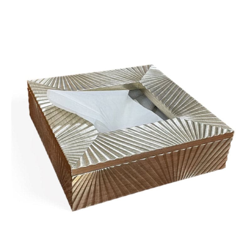 Buy Stripe Stride Square Tissue Box - Silver Tissue Holder from Vaaree